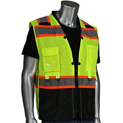 Pip 302-0670T-Ly/M R3 Hi Vis Ripstop/Mesh Tethering Vest, Zipper, Two Tone Tape, Yellow, Size Medium