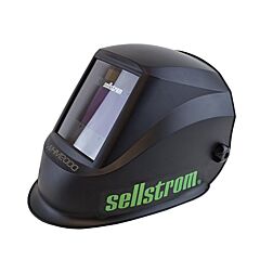 Sellstrom S26200 Advantage Plus Series Welding Helmet With Large Digital Adf, 4.5 In. X 5.25 In. Fixed Front, Shade 4-13, Super Tuff Nylon, Black/Green