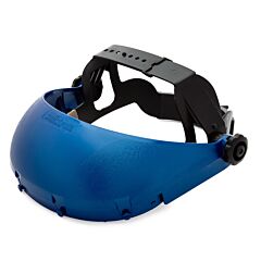 Sellstrom S39100 Single Crown Safety Face Shield With Ratchet Headgear (Window Not Included), Plastic, Blue Crown