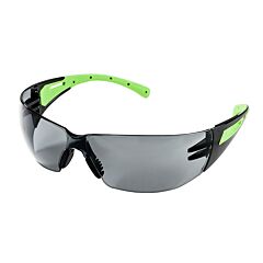 Sellstrom S71101 Safety Glasses, Smoke Lens, Hard Coated, Soft Nose Piece, Co-Molded Temples, Black/Green, 12 Pairs/Pack