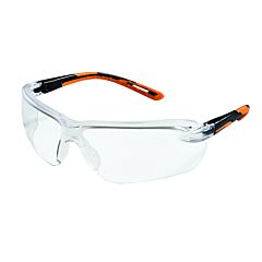 Sellstrom S71200 Safety Glasses, Anti-Scratch Clear Lens, Hard Coating, Co-Molded Temples, Black/Orange, 12 Pairs/Pack