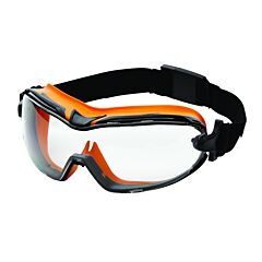 Sellstrom S82500 Safety Goggles, Indirect Vent, Anti-Fog Lens, Adjustable Fr Strap, Orange/Black Body, Clear Tint