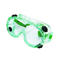 Sellstrom S88200 Chemical Splash Protective Safety Goggle, Indirect Vent, Uncoated Polycarbonate Lens, Adjustable Strap, Green Pvc Body, Clear Tint