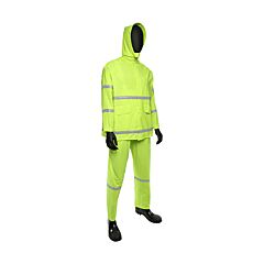 West Chester 4031/L 3 Piece 35Mm Pvc/Poly Rainsuit, Hi-Vis Yellow, Level 1, Size Large
