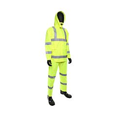 West Chester 4033/6Xl 3 Piece Hi-Vis Yellow Poly Oxford/Pu Rainsuit, Class 3, Size 6X-Large