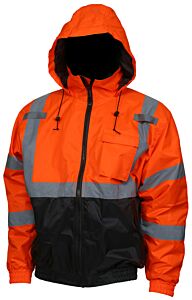 Mcr Safety Vbbqcl3Ox5 Class 3, Bomber Jacket, Quilted, Two-Tone Orange/Shaded Black Bottom, Size 5X-Large