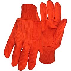 Boss 30Pcf Double Palm Work Gloves, Polyester/Cotton, Hi-Viz Orange, Nap-In Finish, Knit Wrist, Size Large