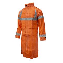 Radians 20207-30-1-Org-M Type R Class 3, Raincoat With Tuck-Away Hood, Storm Flap Front With Hook And Loop Closure, Vented Nomex® Mesh Back Orange, Size Medium