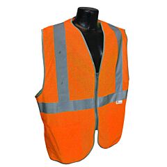 Radians Hv-5Ansi-Pcz-S Safety Vest Polyester Knitted Mesh, 3M 2" Silver Reflective, Zipper Closure, 2 Outside Pockets, Silver Trim, Type R Class 2 Hi-Vis Orange, Size Small