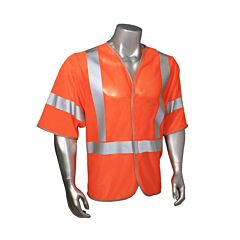Radians Hv-6Ansi-C3-Xl Safety Vest Lightweight Micro Mesh, Short Sleeves, 2" 3M Reflective Stripes, Hook & Loop Closure, Silver Trim, Type R Class 3 Hi-Vis Orange, Size X-Large