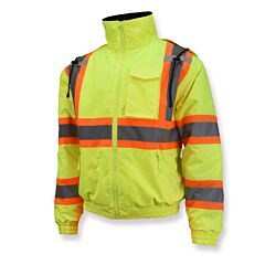 Radians Sj11Qx-3Zgs-S Jacket Polyester Outer Shell, Quilted Lining, Snap Storm Front, Class 2 Level 2, Worksafe Bc Ppe-2 Type 1, Type R Class 3 Hi-Vis Green, Size Small