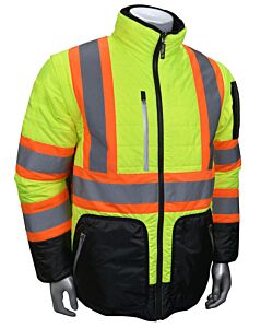 Radians Sj510X-3Zgs-4X Jacket Reversible, Zip-Off Sleeves, Heavy Duty, Multiple Pockets, Csa Z96-15 Class 2 Level 2, Type R Class 3 Hi-Vis Green, Size 4X-Large
