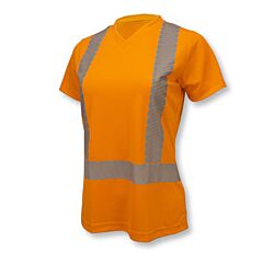 Radians St11W-2Pos-M Max-Dri Moisture Wicking Birdseye Mesh T-Shirt, 2" Flexible Segmented Heat Transfer Tape, V-Neck, Short Sleeve, Type R Class 2 Hi-Vis Orange, Size Medium