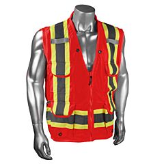 Radians Sv030X-1R-L Safety Vest 2 Tone Contrast Trim, 10 Pockets, 100% Polyester, Class 1 Level 2, Type O Class 1 Red, Size Large