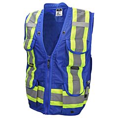 Radians Sv030X-1Ro-3X Safety Vest 2 Tone Contrast Trim, 10 Pockets, 100% Polyester, Class 1 Level 2, Type O Class 1 Royal Blue, Size 3X-Large