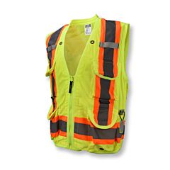 Radians Sv030X-2G-S Safety Vest 2 Tone Contrast Trim, 10 Pockets, 100% Polyester, Class 2 Level 2, Worksafe Bc Ppe-2 Type 1, Type R Class 2 Hi-Vis Green, Size Small