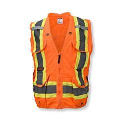 Radians Sv030X-2O-4X Safety Vest 2 Tone Contrast Trim, 10 Pockets, 100% Polyester, Class 2 Level 2, Worksafe Bc Ppe-2 Type 1, Type R Class 2 Hi-Vis Orange, Size 4X-Large