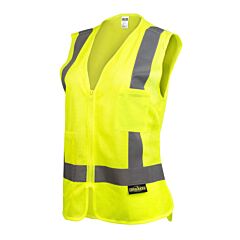 Radians Sv2Zwgmm Safety Vest Mesh Polyester, 2" Silver Reflective Tape, 2 Pockets, Bust Darts Hi-Vis Green, Size Medium