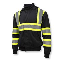 Radians Sw01X-1Pbs-M Sweatshirt X-Back, Knit Poly Reflective Tape/Contrast Trim, Detach Hood, Zip Closure/Storm Flap, Class 1 Level 2, Type O Class 1 Black, Size Medium