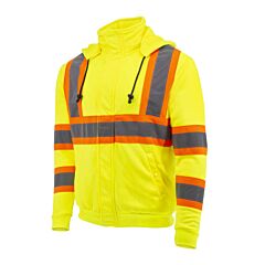 Radians Sw01X-2Pgs-2X Sweatshirt X-Back, Knit Poly Reflective Tape/Contrast Trim, Detach Hood, Zip Closure/Storm Flap, Class 2 Level 2, Type R Class 3 Hi-Vis Green, Size 2X-Large