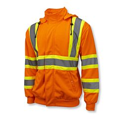 Radians Sw01X-2Pos-3X Sweatshirt X-Back, Knit Poly Reflective Tape/Contrast Trim, Detach Hood, Zip Closure/Storm Flap, Class 2 Level 2, Type R Class 3 Hi-Vis Orange, Size 3X-Large