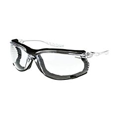 Radians 3854 Foam-Lined Safety Glasses Ultra Lightweight Single Lens Design, Flexible Temples, Removable Eva Foam Liner, 99.9% Uv Protection Crystal Clear Frame, Clear Anti-Fog Lens