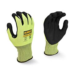 Dewalt Dpg855Tm Cut Protection Coated Gloves, Hi-Vis Green Hppe Cut Resistant Fibers, Nitrile Coating, Ansi Cut Level 4, Size Medium