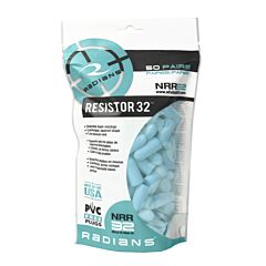 Radians Fp70Abg50 Resistor® Foam Earplugs Bag Uncorded, Bag Of 50 Pair, Aqua