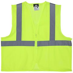 Mcr Safety V2Cl2Ml Class 2, Value Safety Vest, 2 Mesh, 2" Silver Stripe, Lime