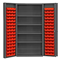 Durham Dc-Dlp-96-4S-1795 Cabinet, 4 Shelf, 96 Red Bins