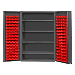 Durham Dc48-128-4S-1795 Cabinet, 4 Shelves, 128 Red Bins