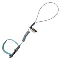Falltech 5335A5 Hard Hat Tether, 2 Lbs, Ansi Stretch-Coil With Web, Cinch-Loop/Web And Adjuster 18" 5/Pk