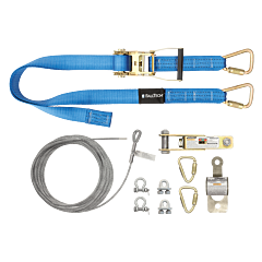 Falltech 620100R 100' Steelgrip Plus Temp Cable Horizontal Lifeline With Ratchet Strap Tensioner + Coil Ea And Hardware