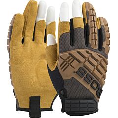 Boss 120-Mf1360T/S Premium Pigskin Padded Leather Palm With Mesh Fabric Back And Tpr Impact Protection, Brown, Size Small