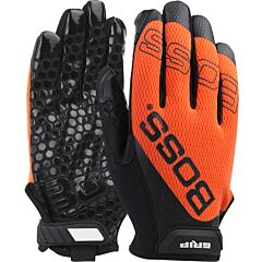 Boss 120-Mg1240T/M Synthetic Microfiber Palm With Silicone Grip And Hi-Vis Mesh Fabric Back, Hi-Vis Orange, Size Medium