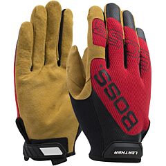 Boss 120-Ml1350T/Xl Premium Pigskin Leather Palm With Mesh Fabric Back, Red, Size X-Large