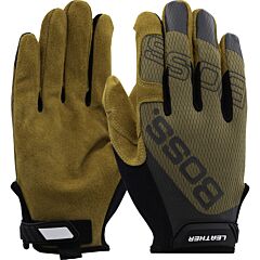 Boss 120-Ml1360T/Xxl Premium Pigskin Leather Palm With Mesh Fabric Back, Brown, Size 2X-Large