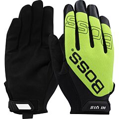 Boss 120-Mv1230T/S Synthetic Microfiber Palm With Hi-Vis Mesh Fabric Back, Hi-Vis Yellow, Size Small