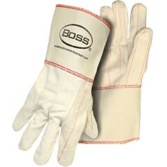Boss 1Bc21701J Premium Grade Chore Gloves With Double Layer Palm, Cotton Back And Nap-Out Finish, Rubberized Gauntlet Cuff, White, Size X-Large