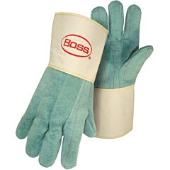 Boss 1Bc43300 2-Ply Hot Mill Nap-Out Green W Gauntlet Cuff Straight Thumb, Green, Size Large