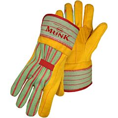 Boss 1Bc5510J Regular Grade Chore Gloves With Double Layer Palm, Cotton Back And Nap-Out Finish, Rubberized Safety Cuff, Gold, Size X-Large