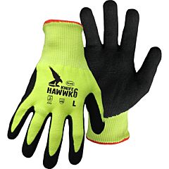 Boss 1Cf7007Ns Seamless Knit Hppe Blended Gloves With Foam Padded Palm And Sandy Nitrile Coated Palm & Fingers, Hi-Vis Green, Size Small