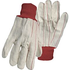 Boss 1Jc28013R Cotton/Polyester Double Palm Gloves With Nap-In Finish, Red Knit Wrist, Natural, Size Large
