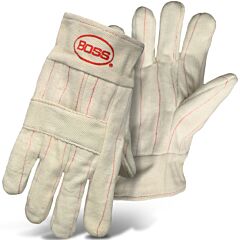 Boss 1Jc3017 3-Ply Hot Mill Nap-Out Lined W Band Top Cuff Knuckle Strap, Natural, Size Large