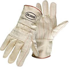 Boss 1Jc3018 3-Ply Hot Mill Nap-Out Lined With Gauntlet Cuff, Natural, Size Large