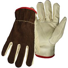 Boss 1Jl9066Km Regular Grade Top Grain Leather Drivers Gloves With Split Brown Cowhide Back, Keystone Thumb, Brown, Size Medium