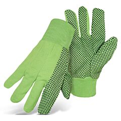 Boss 1Jp5110N Fluorescent Corded Canvas Gloves With Pvc Dotted Grip On Palm, Thumb And Index Finger, 10 Oz. Double Palm, Hi-Vis Green, Size Large