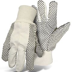Boss 1Jp5501 Economy Grade Cotton/Polyester Blend Gloves With Pvc Dotted Grip On Palm, Thumb, Index And Little Finger, 8 Oz., Natural, Size Large