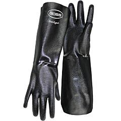 Boss 1Sn2539 18" Long Heavyweight Neoprene With Flannel Lined And Crinkle Grip, Black, Size Large