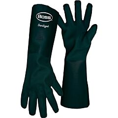 Boss 1Sp1718 Pvc Dipped Gloves With Jersey Liner And Rough Sandy Finish, 18" Length, Black, Size Large